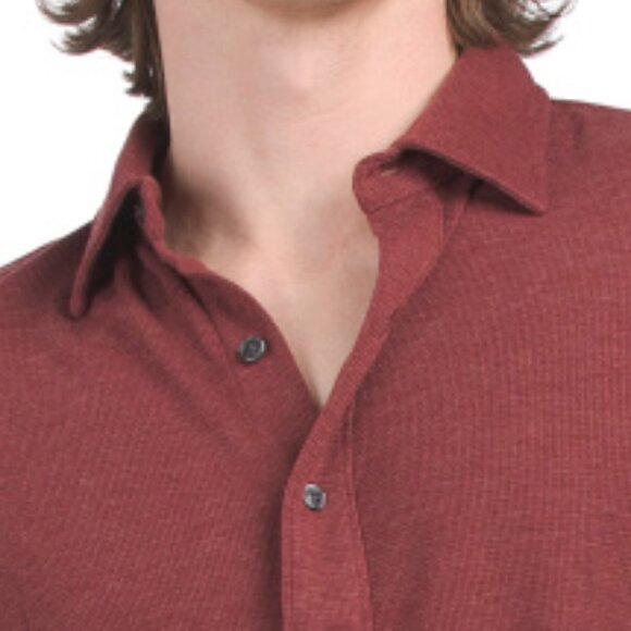NEW BONOBOS Merino Wool Blend Hybrid Shirt heather burgundy for men 362tn - Picture 3 of 4